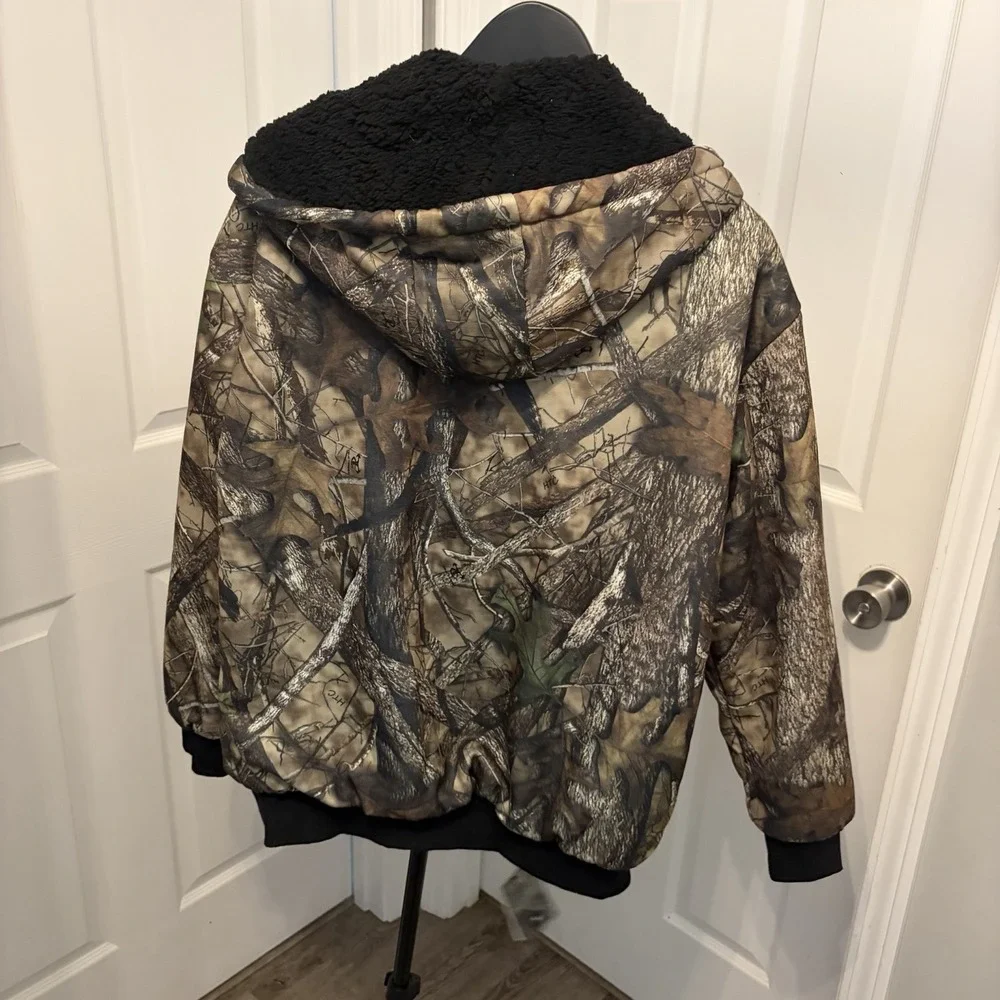 True Timber Camo Sherpa Lined Zip Hoodie Jacket Mens Size Medium Hunting Outdoor